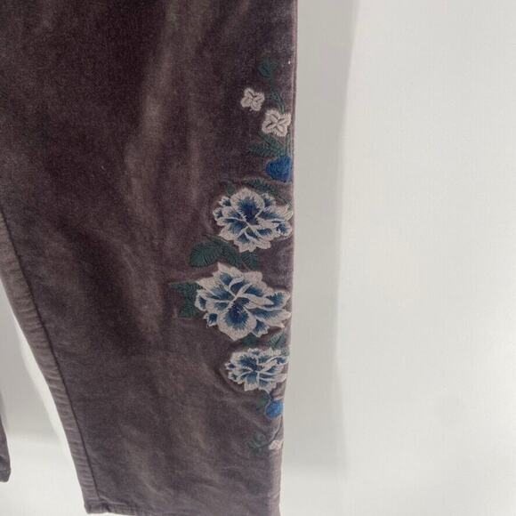 Sundance Velvet‎ Straight Leg Pants Womens Sz 30 Gray Floral Embroidered Cotton - Picture 11 of 14